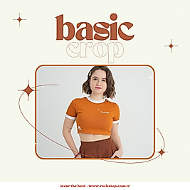 Rock Step Kahve Slim Fit Crop T-Shirt