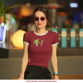 Michelangelo Swing Out - Ninja Turtles Middle Crop Bordo