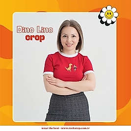 Dino Lino Kırmızı Slim Fit Crop T-Shirt