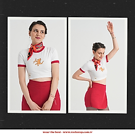 Dino Lino Beyaz Slim Fit Crop T-Shirt